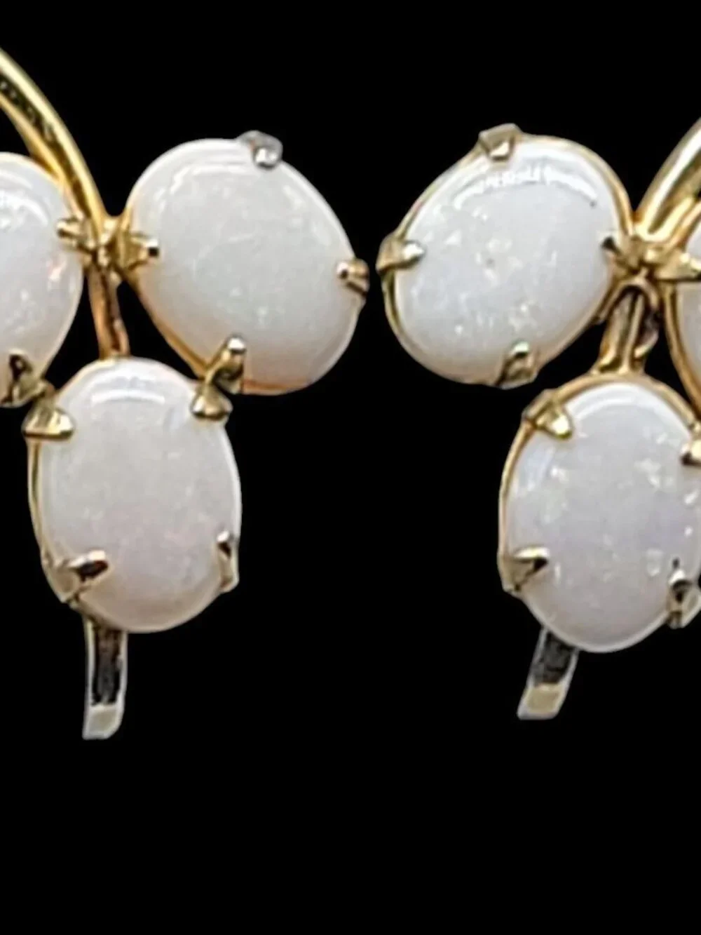 Sorrento 12kGF Faux Opal Cluster Clipped On Earrings Yellow Gold Filled Vintage